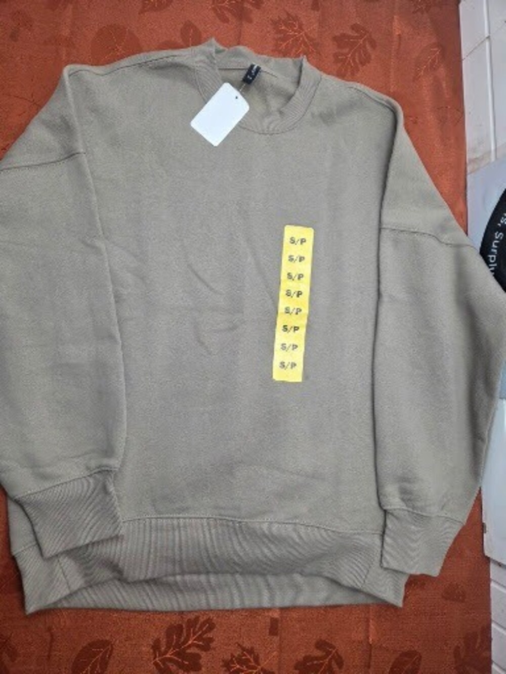 LAZYPANTS Women's Oversized Fleece Crewneck Sweatshirt Taupe Sand S